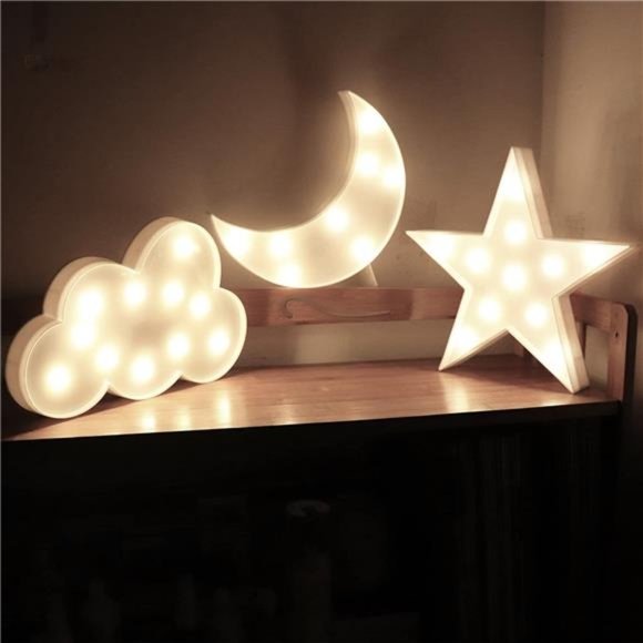 3 PCS 3D Crescent Moon Light Cloud Led Star Lamp, Night Lights Room Decor - Picture 9 of 14